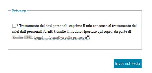 Il form dei contatti è personalizzabile e conforme al GDPR